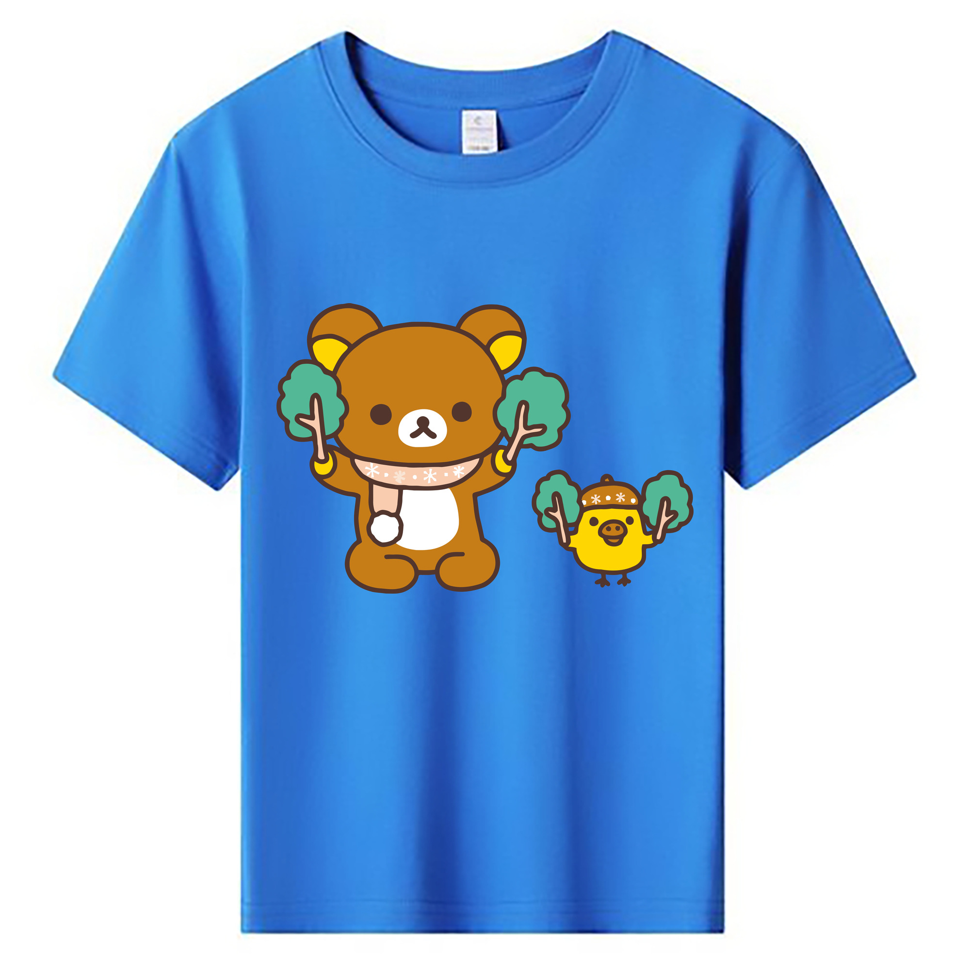 （画像用） リラックマ リラックマ キイロイトリ Rilakkuma Korilakkuma Kiiroitori 綿100％キッズTシャツ（フロントプリント）